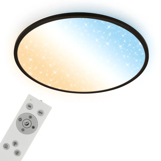 Briloner Slim - LED Plafondlamp sterrenhemel - CCT plafonniere - dimbaar - met afstandsbediening - zwart - Ø58cm