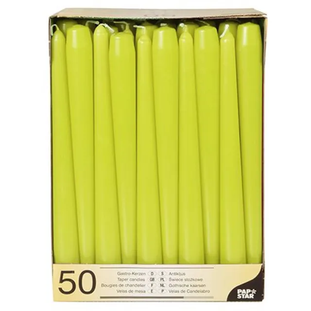 Papstar leuchterkaars 22mm limonengroen 50 stuks pak Green;Lime