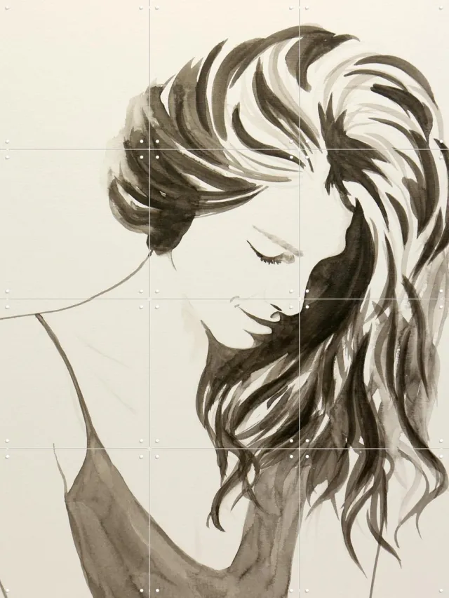 IXXI In Mind, Natalie Bruns - 60 x 80 cm - Grote wanddecoratie en posters - Line art, Illustraties, Tekeningen, Slaapkamer, Woonkamer, Portretten Zwart en wit / Zwart / Monochroom
