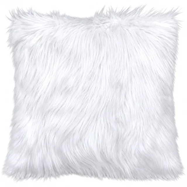 Lavandoux Bont Kussen - Imitatiebont Sierkussen - 50 x 50 cm - Wit