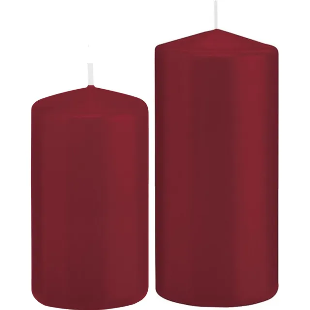 Trend Candles Stompkaarsen set 6x stuks bordeaux rood 12 en 15 cm