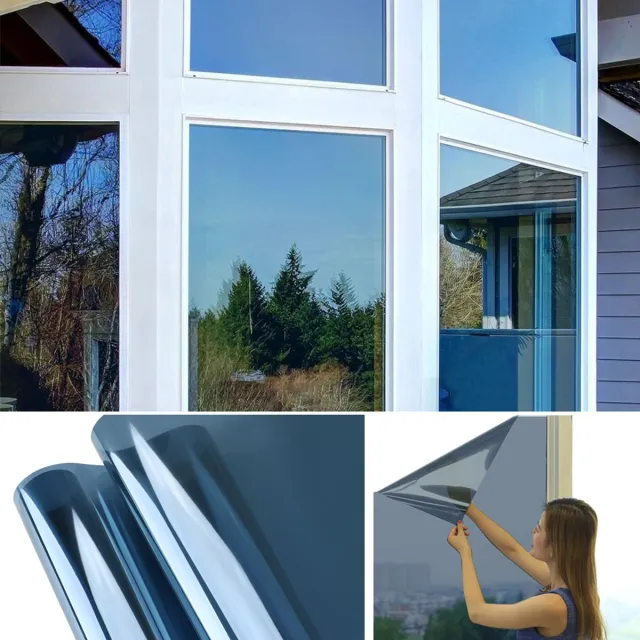 Epochglo One Way Privacy Raamfolie Blauw – Zonwerend & Warmtewerend – UV-blokkerend – Statisch Cling-folie zonder lijm – Afneembaar – 75 cm x 300 cm