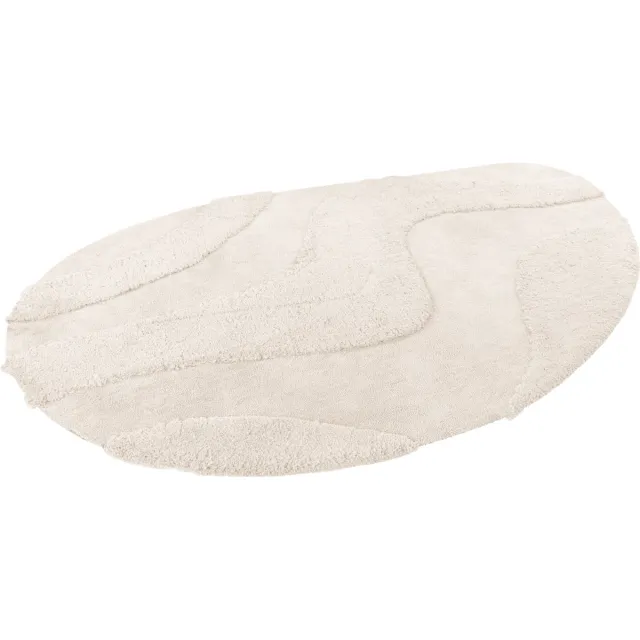 Lalee Milano Recycled Vloerkleed organische vorm organic hoog laag 3d Hoogpolig scandinavisch shaggy super zacht effen karpet 160x230 cm ivoor gebroken wit