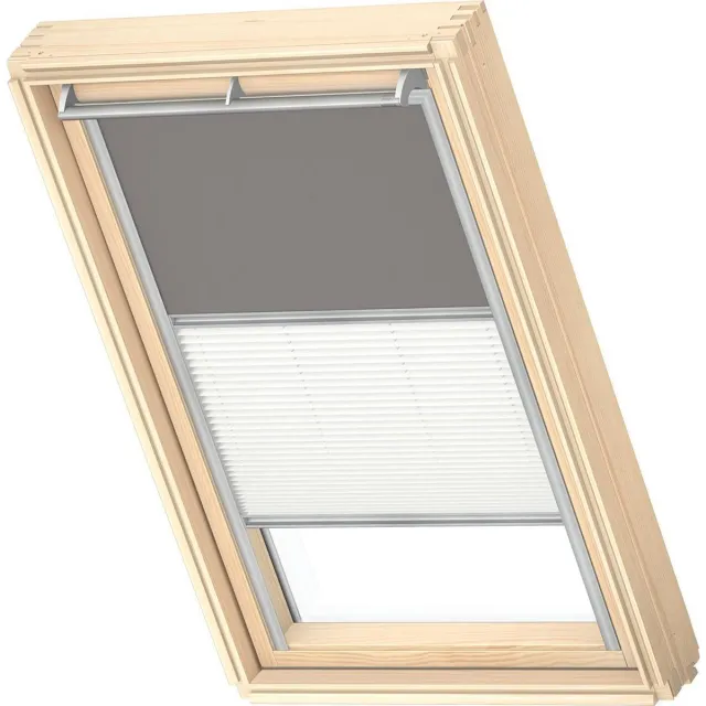 VELUX Origineel Verduisterend Rolgordijn Plus Plissé (DFD), Zilveren Kozijn, MK04, Grey Grijs