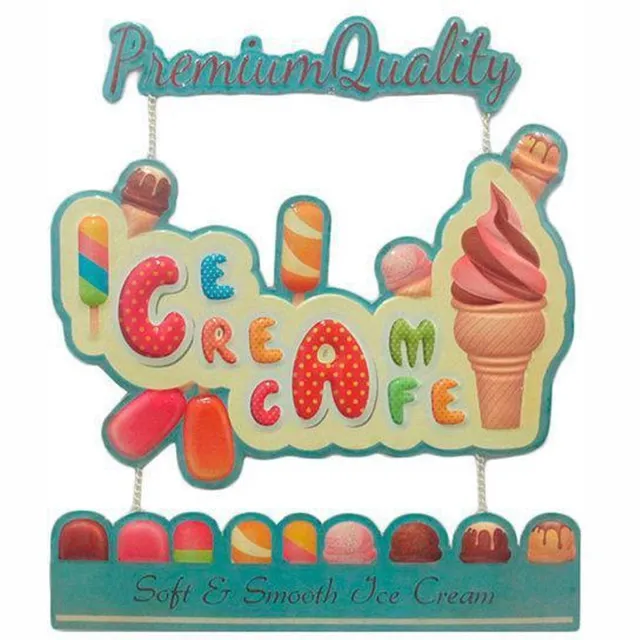 Signs-USA Ice Cream Premium - Retro Wandbord - Metaal - 48x41 cm Groen