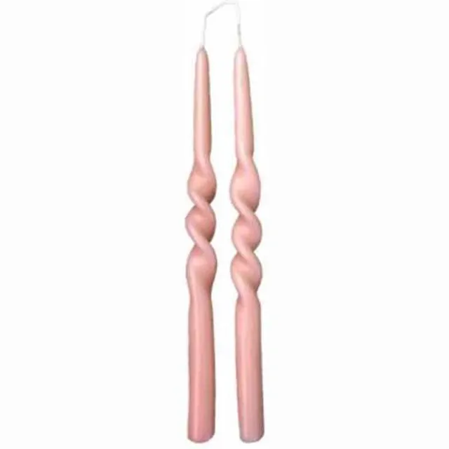 Rustik Lys dinerkaars Twist Blossom set van 2 kaarsen Roze