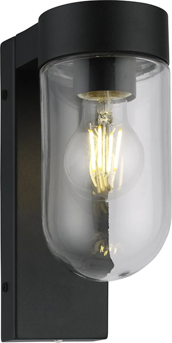 Olucia BELLA - Buitenmuurlamp met schemersensor - Zwart - Vorm: Rond