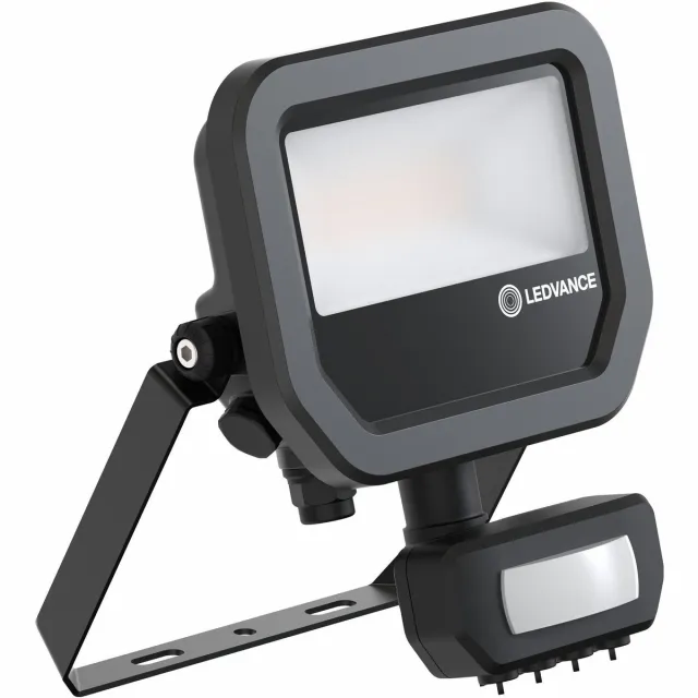 LEDVANCE LED Floodlight Aluminium Zwart 8W 1100lm 100D - 830 Warm Wit | IP65 - Bewegings- En Lichtsensor - Symmetrisch