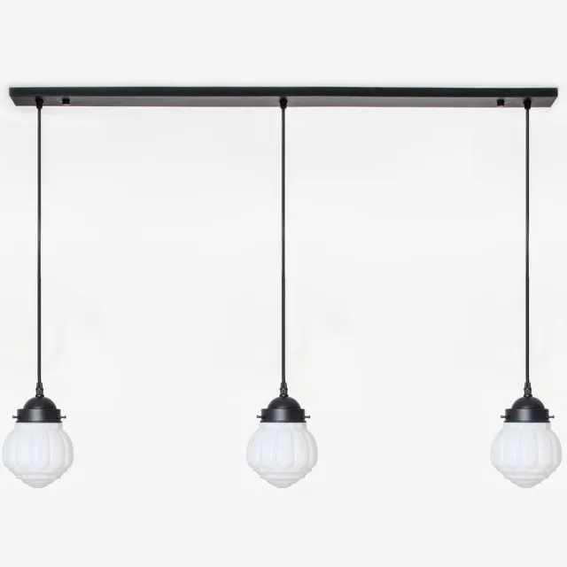 Coloured by Art 3 x Wassail lampen aan plafondbalk Moonlight - Art Deco Trade Zwart