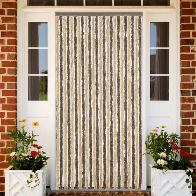vidaXL Vliegengordijn 100x230 cm chenille donkerbruin en beige