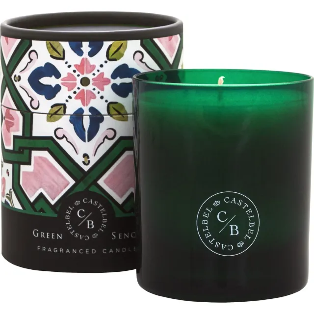 Castelbel Green Sencha Tea geurkaars - glas in geschenkverpakking - OP=OP groen