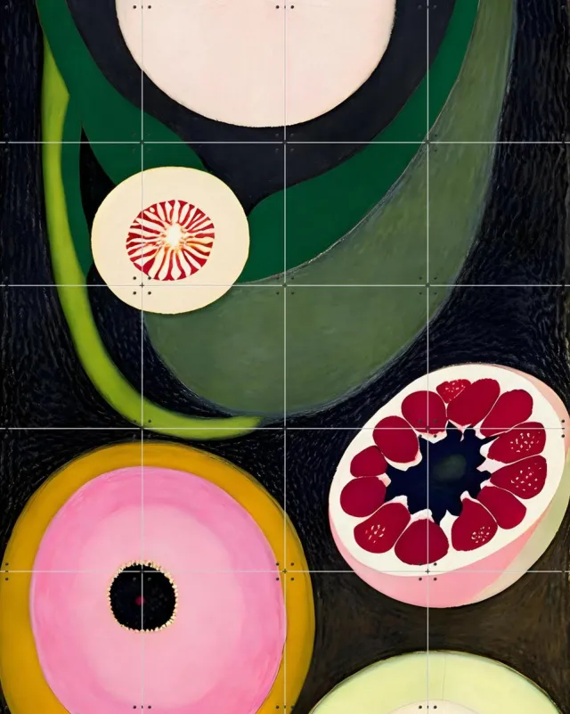 IXXI Seed of Imagination, Artclaud - 80 x 100 cm - Grote wanddecoratie en posters - Illustraties, Abstract, Kleurrijk, Olieverf, Studeerkamer, Keuken Roze / Zwart / Groen