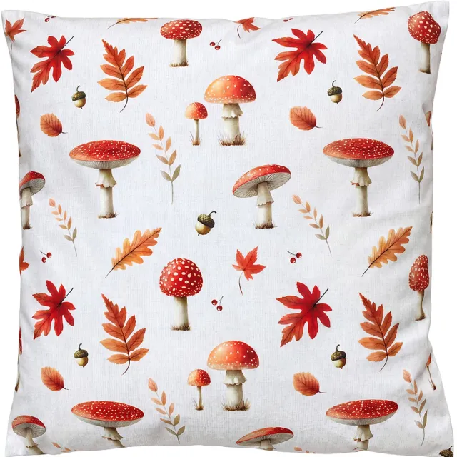 Clayre & Eef Sierkussen Overig Beige Polyester Paddenstoelen Herfst decoratie