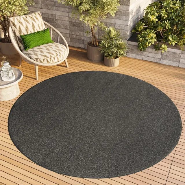 Tapiso Mono Rond Vloerkleed Grijs Laagpolig Effen Tapijt Maat- 100x100 Grijs 1