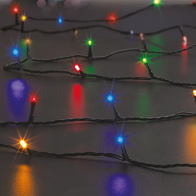 Feeric lights & Christmas 2x feeric lights kerstverlichting - gekleurd - 20 m - 200 leds - zwart snoer - op zonne-energie