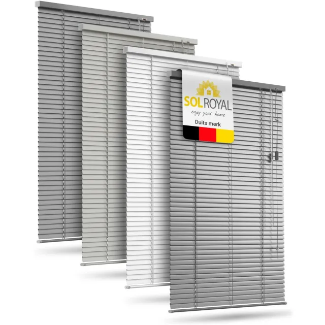 Sol Royal JA2 - Aluminium Jaloezie Zonder Boren 80x130 cm incl. Klemsteunen - Privacy- & Zonwering Binnen voor Ramen 80 cm breed, 25 mm Lamellen - Zilver Mat