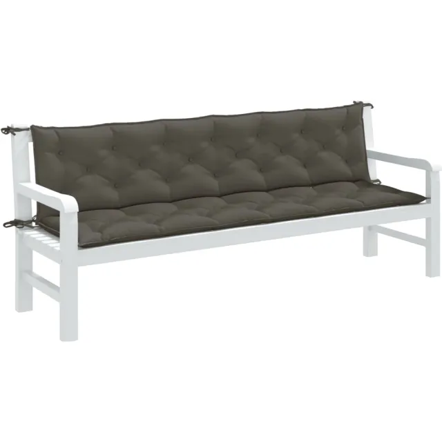 vidaXL Tuinbankkussens 2 st 200x50x7 cm stof gemêleerd donkergrijs grijs