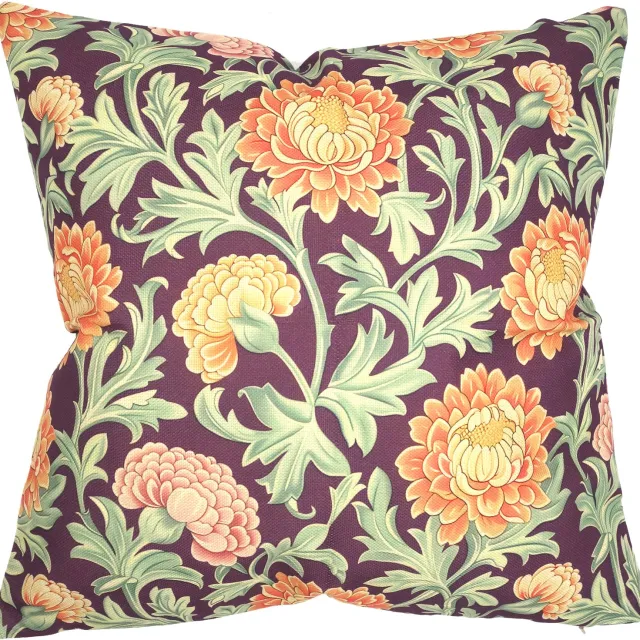 De Kussenkraam Kussenhoes William Morris Botanisch 43 x 43 cm linnenlook | Exclusief binnenkussen paars groen oranje roze