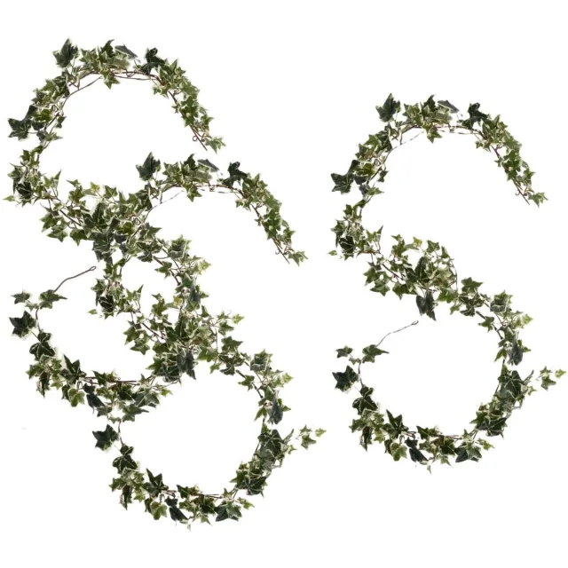 Mica Decorations Kunstplanten Hedera Slinger - 3x - 180 x 15 cm - groen mix - met grote bladeren - decoratief - bladgroen mix - klimop plant Lichtgroen