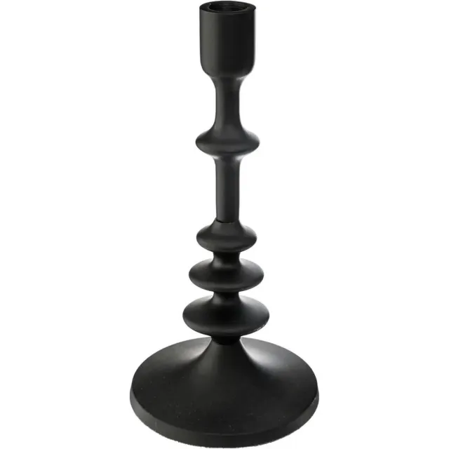 Atmosphera kaarsen kandelaar - decoratief metaal - dinerkaarsen - zwart - D12 x H26 cm