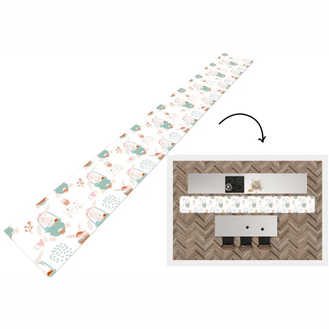 KitchenYeah Keukenloper - Keukenmat - Pasen - Patroon - Paasmand - 480x60 cm - Keuken vloerkleed Multicolor