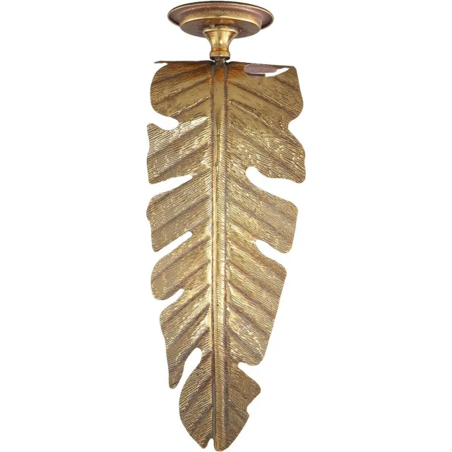 PTMD COLLECTION PTMD Asis Kandelaar Blad - 16 x 12 x 45 cm - Ijzer - Goud