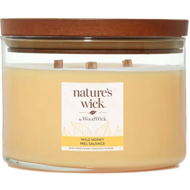 Nature's Wick - Wild Honey Large 3 Wick Tumbler - 48 branduren - Geurkaars Geel