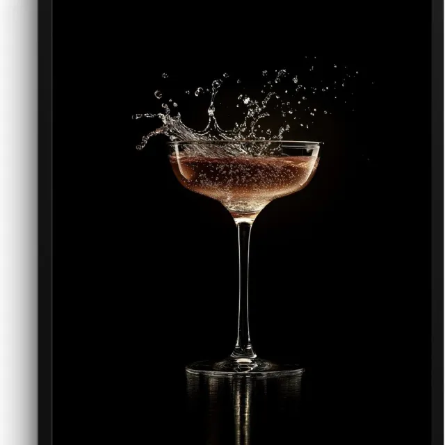 FrameYourWall Fotolijst inclusief poster - Posterlijst 60x80 cm - Posters - Cocktail - Zwart - Spetters - Glas - Foto in lijst - Keuken decoratie muur - Wanddecoratie accessoires - Muurdecoratie - Schilderijen Cocktail - Spetters