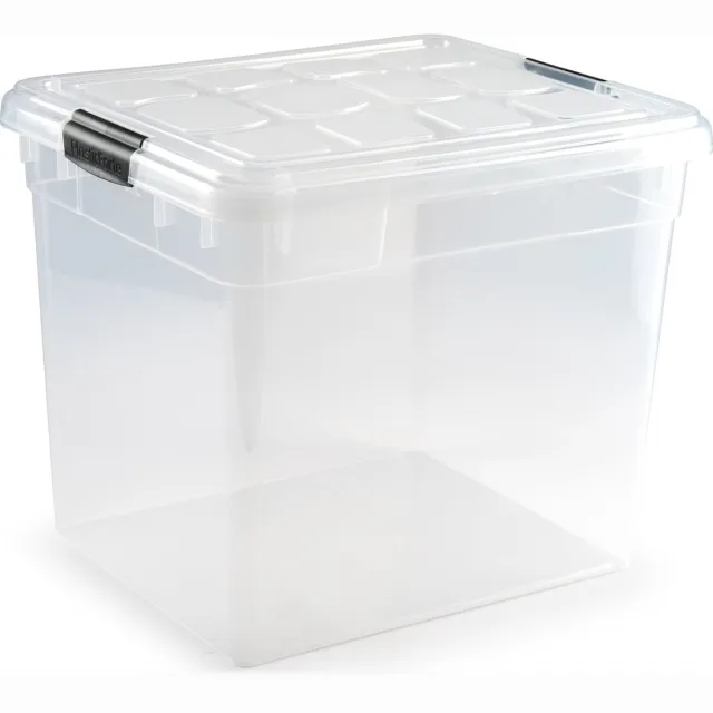 PLASTICFORTE Opbergbox - met deksel - 35 liter - L42 x B36 x H35 cm - opbergbak Transparant