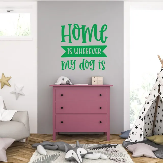 MC Living Muursticker - Home Is Wherever My Dog Is - 46,4 x 46,4 - Groen