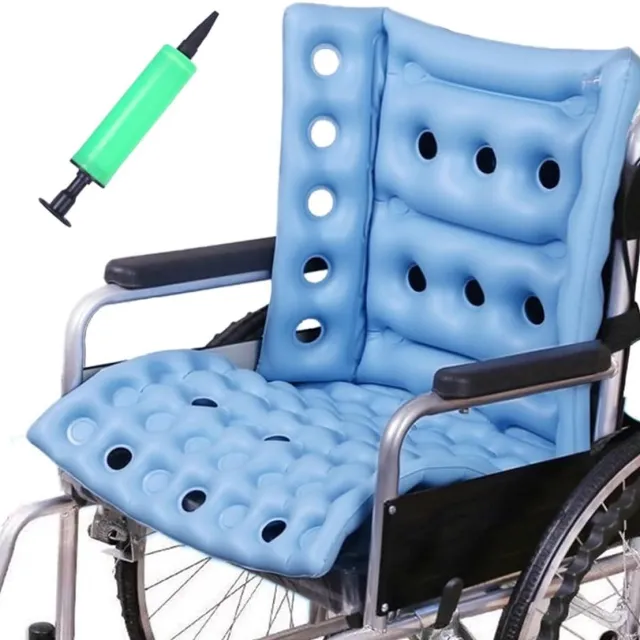 SNQ 1 Rolstoelkussen - Oplaadbaar Rolstoelkussen - Luchtgevuld Ademend Zitkussen - Verlicht Rug- en Ischiaspijn - Draagbaar Comfortkussen voor Kantoorstoel, Autostoel en Dagelijks Gebruik - Blauw - Universeel Formaat