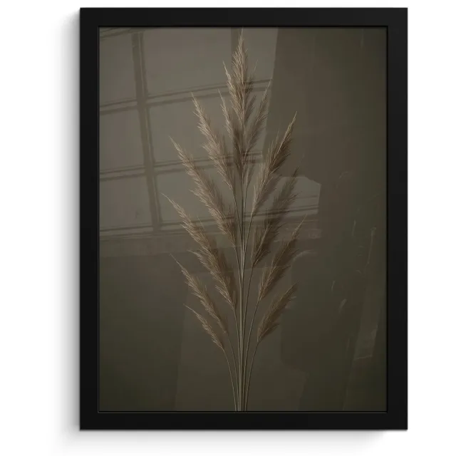 FrameYourWall Poster in lijst - Fotolijst 30x40 cm - Posters - Tak - Pluimgras - Donkerbruin - Posterlijst zwart - Decoratie - Wanddecoratie woonkamer - Muurdecoratie slaapkamer
