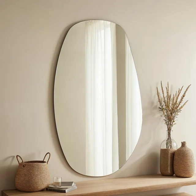 VIDI Specchio Elegante - Organische wandspiegel - 95 x 55 cm - Hangende spiegel zonder metalen rand transparant