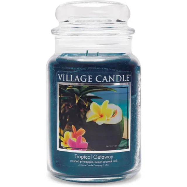 village candle Large Jar Tropical Getaway Blauw