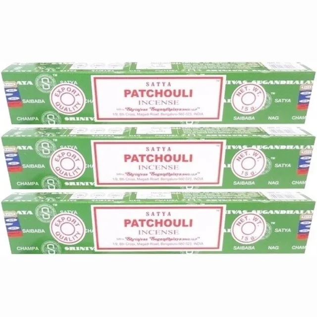 HEM Satya Nag Champa Wierook stokjes - Patchouli - 3x pakje van 12 stuks - 15 gram Multi