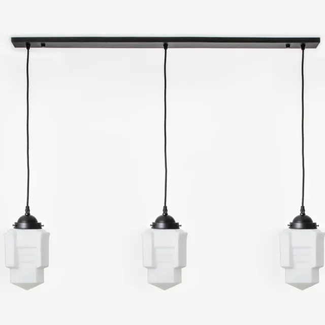 Coloured by Art 3 x Apollo Mat lampen aan plafondbalk Moonlight - Art Deco Trade Wit