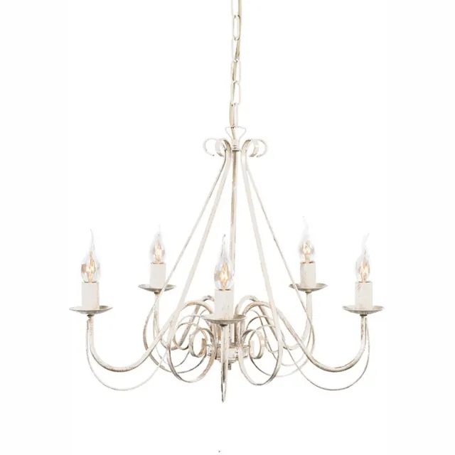 QAZQA Giuseppe 5 - Italiaanse kroonluchter - 5 Lichts - Ø60 cm - wit Crème