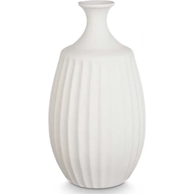 Giftdecor Bloemenvaas Antique Athena - ivoor wit - keramiek - D27 x H48 cm - Klassieke design vaas met historisch en modern karakter Ivoorwit