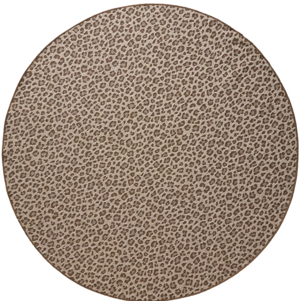 NOUS Living binnen- en buitenvloerkleed rond panterprint (Ø200 cm) bruin/zand