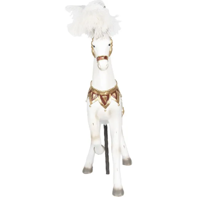 Clayre & Eef Beeld Paard 54 cm Wit Polyresin Woonaccessoires