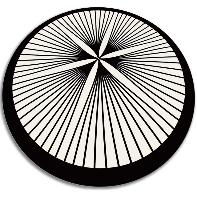 TULUP Vinyl Tapijt - Floristische lijnen Vloerkleed Vinyl - 90 cm - Zwart PVC Tapijt - Ronde Tapijt Vinyl - Kantoortapijt - Haltapijt Zwart Floristische lijnen