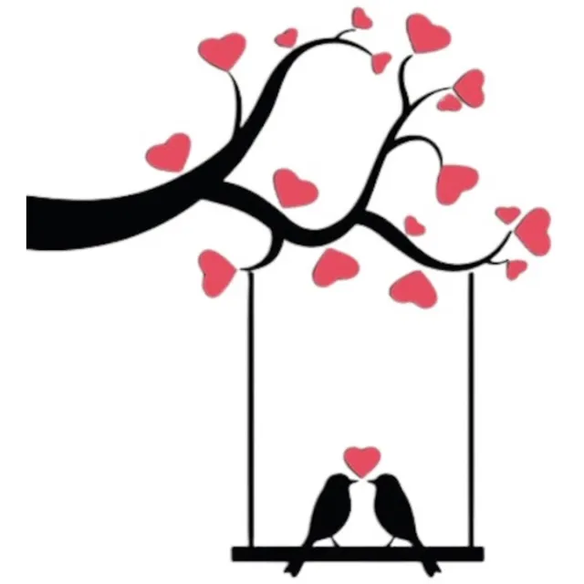 Dekoidea 3d-muursticker Birds In Love 47 X 70 Cm Foam Zwart