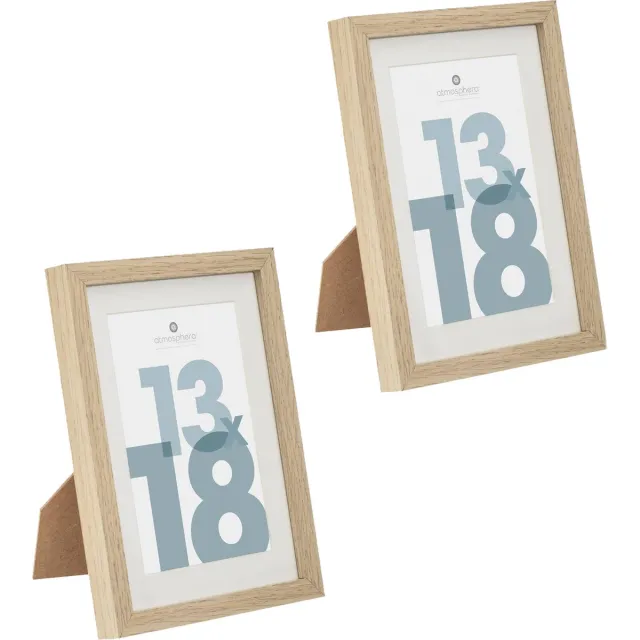 5Five® Atmosphera fotolijstje voor een foto van 13 x 18 cm - 2x - naturel - foto frame Manu - modern/strak ontwerp