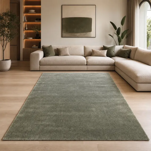 Muratap Comfy Premium - Luxe Effen Vloerkleed Wasbaar Uni Groen- 160x230 CM
