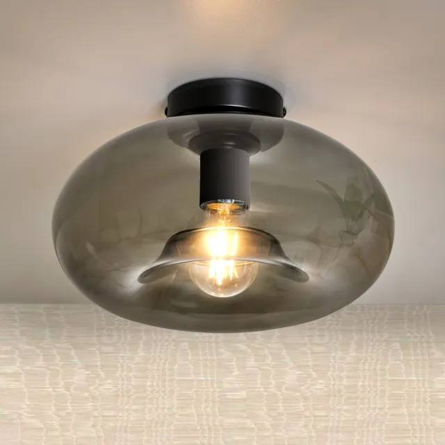 Xamo Plafondlamp Art Deco Zwart smoke - slaapkamer - woonkamer - Hal