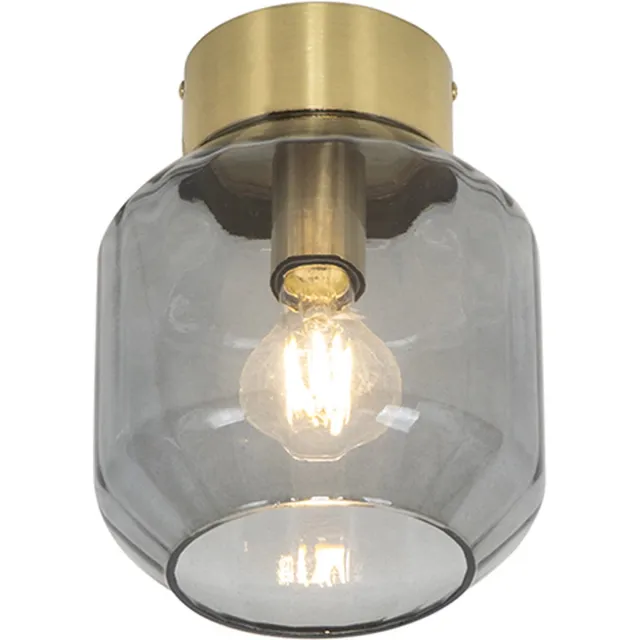 QAZQA stiklo - Moderne Dimbare LED Smart Plafondlamp incl. wifi met Dimmer - 1 lichts - Ø 17.5 cm - Goud/messing - Woonkamer | Slaapkamer | Keuken Goud/messing Smart LED
