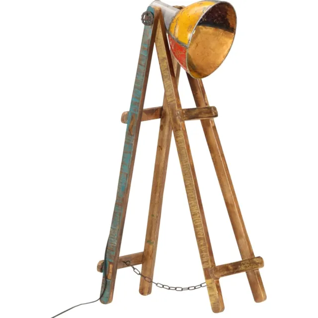 vidaXL Vloerlamp E27 massief mangohout meerkleurig