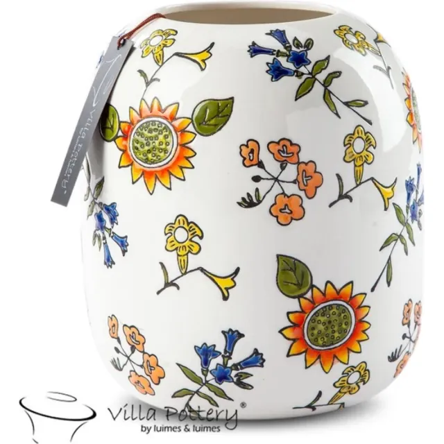 Irishflowers Vaas - Villa Pottery - Decoratie - Porselein - Woondecoratie - Waterdicht - Moederdag - Happy Flowers 1 White Wit