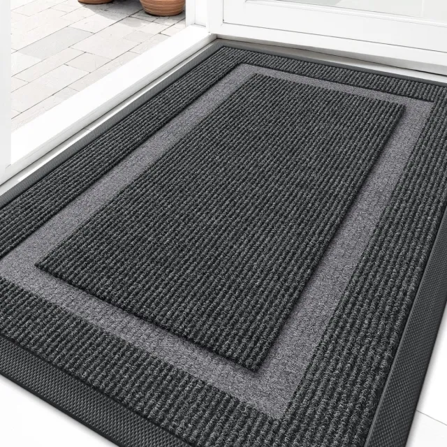 Homaxy Deurmat Binnen - Droogloopmat - Antislip Deurmat - Schoonloopmat - Wasbaar - grijs - 61X91.5cm