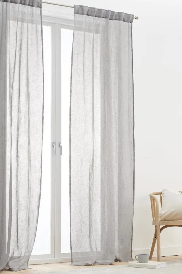 Ibenzoa Linnen Gordijnen voor Woonkamer met Scandinavisch Design en Eenvoudig Onderhoud Grijs